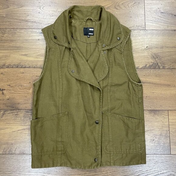 Wilfred Free Aritzia‎ Vest Womens Small Linen Blend Military Utility Layer Green - Picture 1 of 11